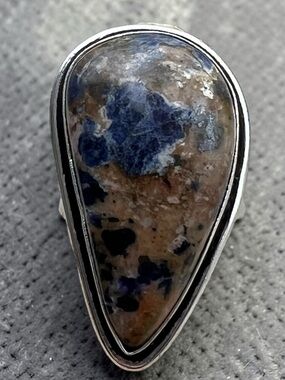 New Sodalite Statement Ring Sterling Silver Overlay 925 Natural Stone Size 9